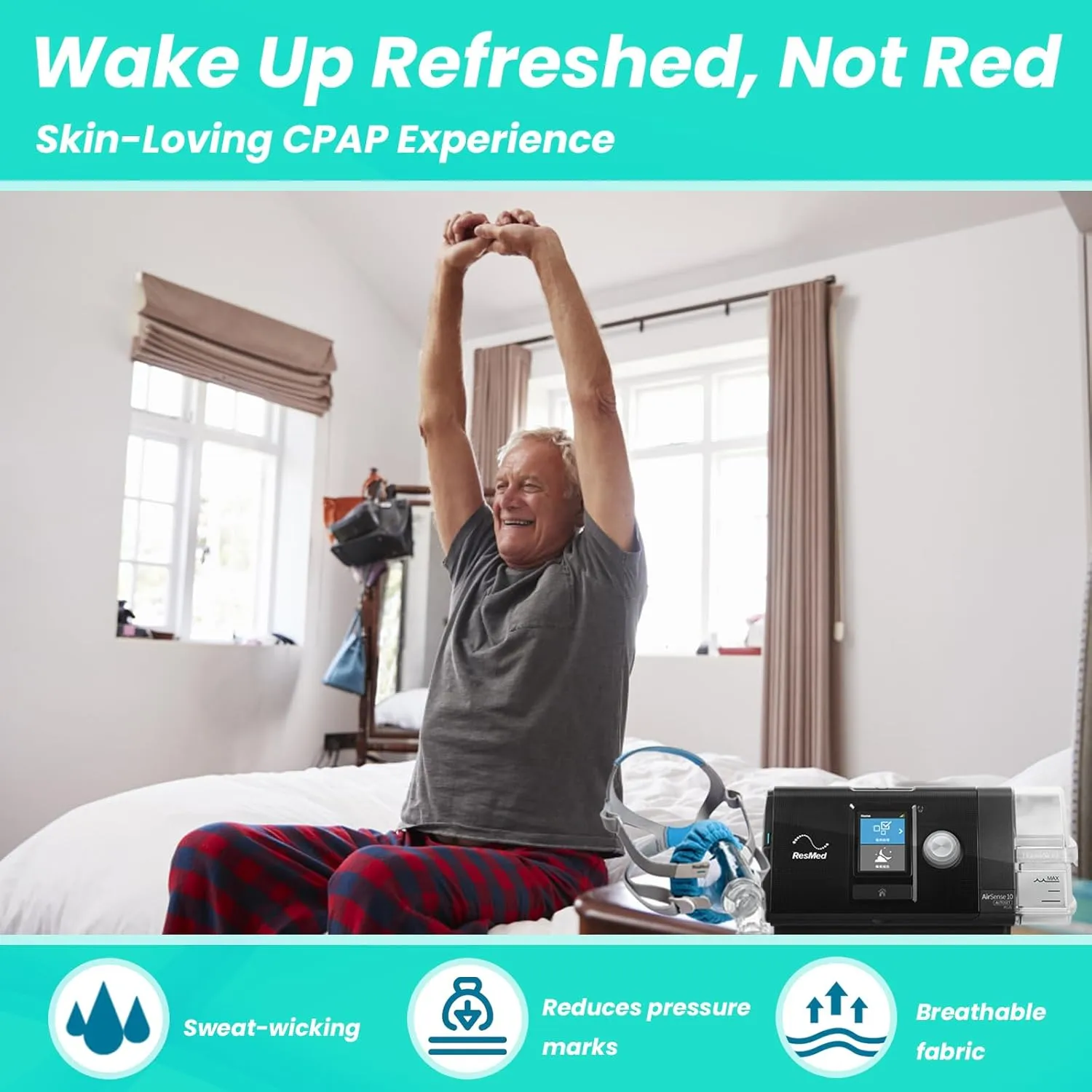 NATAKU Medium CPAP' Mask Liners 6 Pack Ultra Soft Velour Cushion Covers for ResMed F20, Air Leak Prevention & Redness Relief, Reusable Washable Design for Great Sleeping