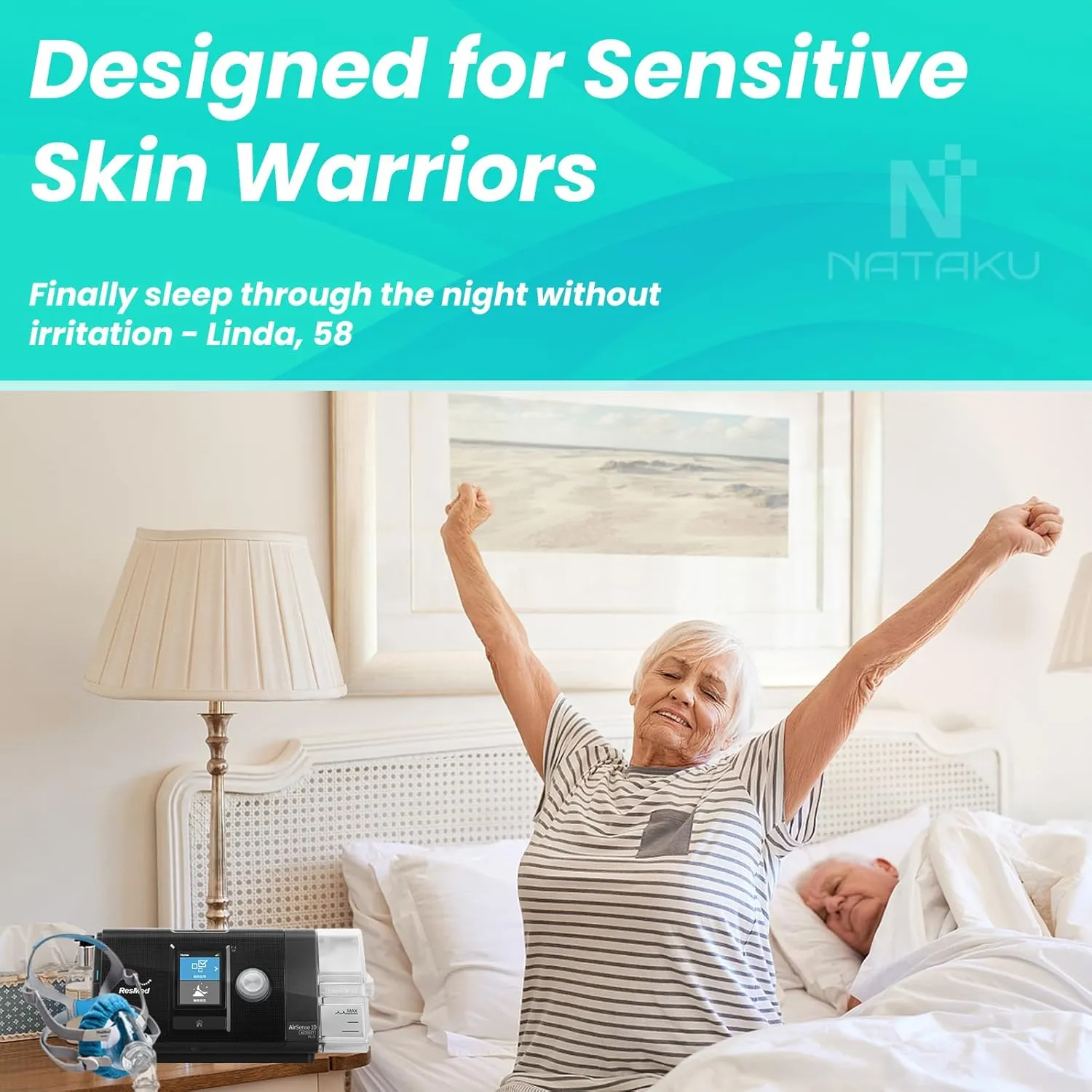 NATAKU Medium CPAP' Mask Liners 6 Pack Ultra Soft Velour Cushion Covers for ResMed F20, Air Leak Prevention & Redness Relief, Reusable Washable Design for Great Sleeping
