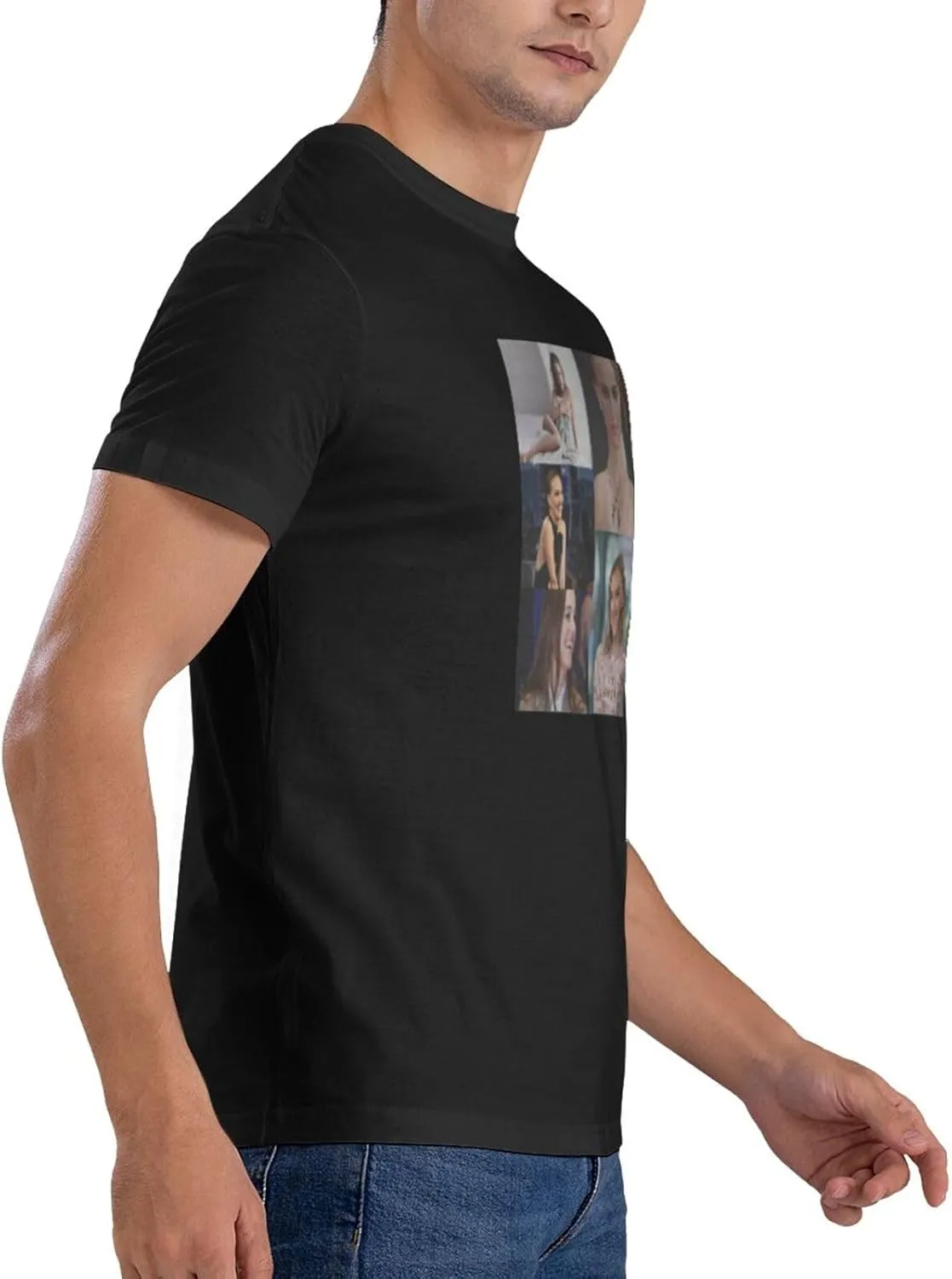 Natalie Music Portman Men's T-Shirts Short Sleeve Cotton Casual Basic Tee Shirts Black