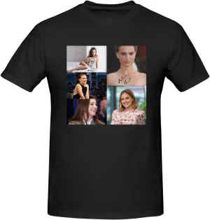 Natalie Music Portman Men's T-Shirts Short Sleeve Cotton Casual Basic Tee Shirts Black