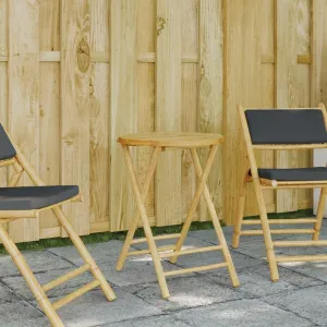 Natural Bamboo Garden Table Medium Foldable, Outdoor, Portable Side Table for Dining, Camping, Picnic – Round, 75 x 55 cm