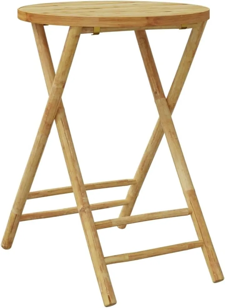 Natural Bamboo Garden Table Medium Foldable, Outdoor, Portable Side Table for Dining, Camping, Picnic – Round, 75 x 55 cm