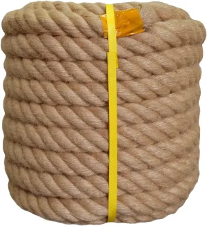 Natural Jute Hemp Rope (1.5 Inch x 100 Feet) Thick Manila Rope for Docks, Nautical, Railings, Hanging Swing, Decorating