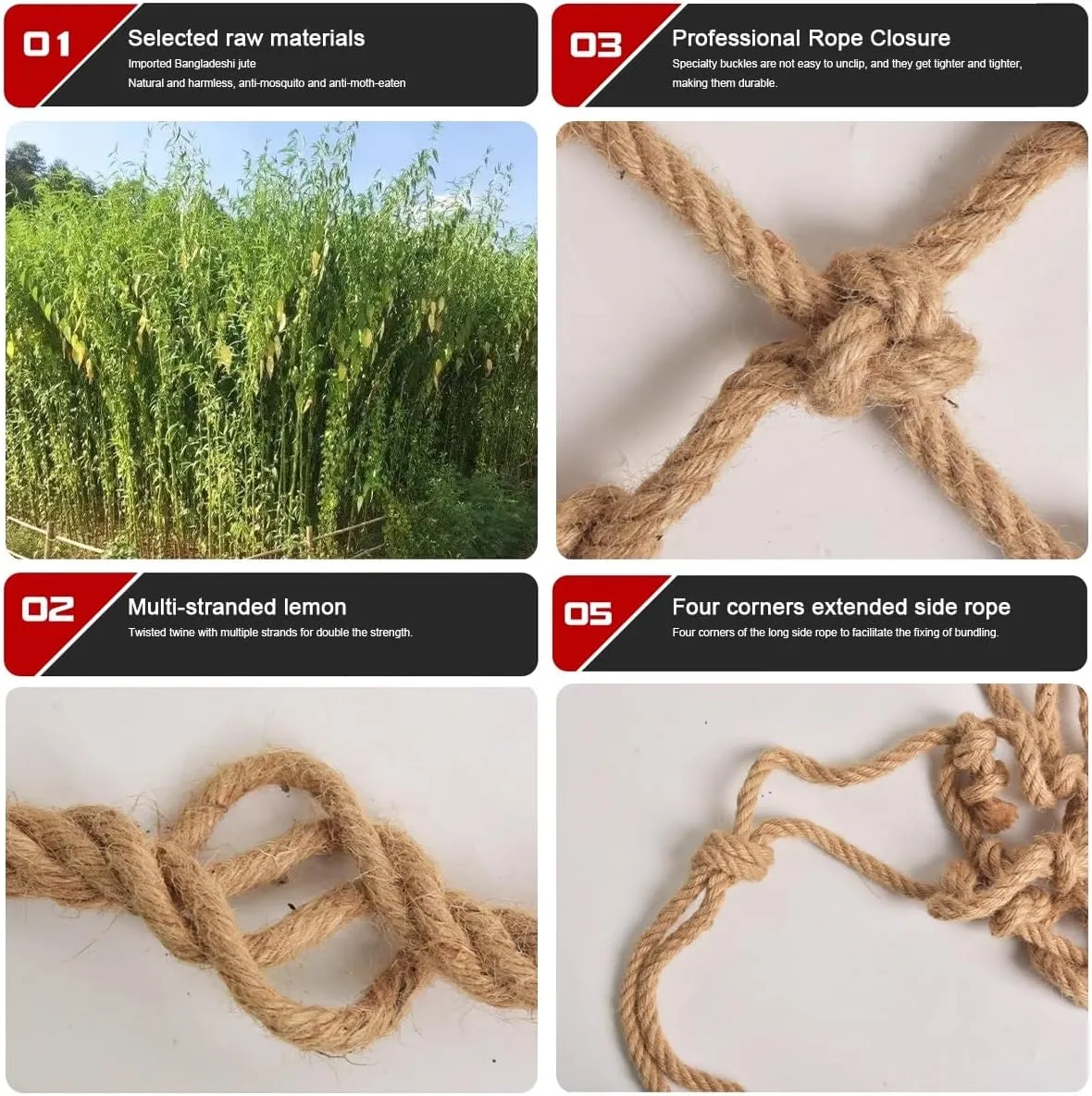 Natural Jute Rope Netting for Decor and Planting，Indoor and Outdoor Use for Party Decorations, Wall Hanging, Plant Climbing(4Mx5M)
