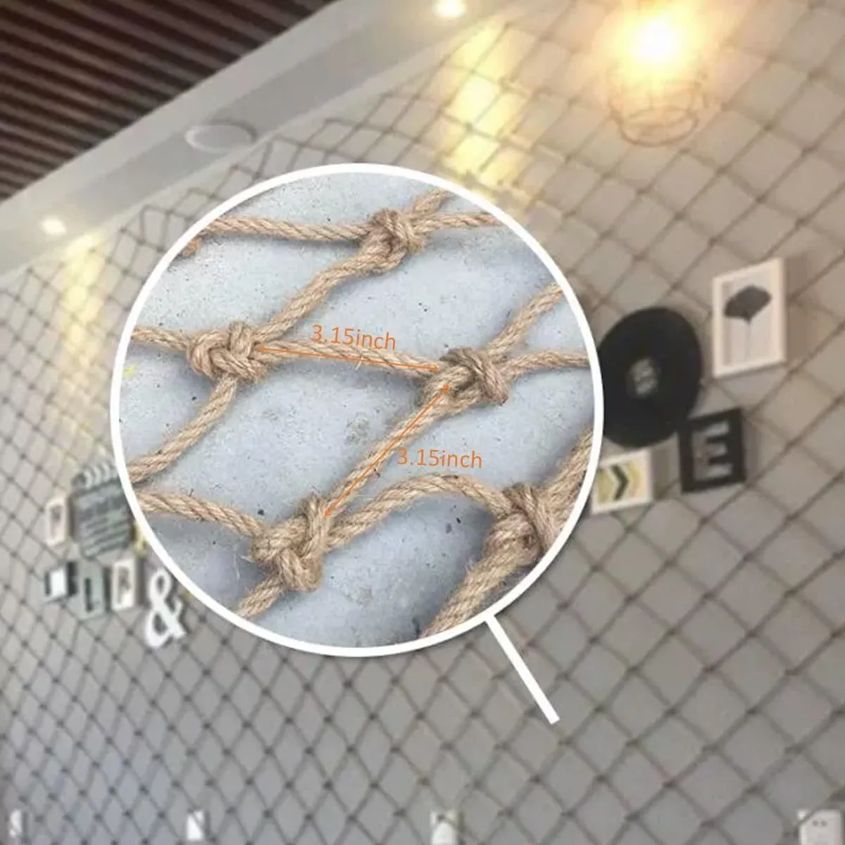 Natural Jute Rope Netting for Decor and Planting，Indoor and Outdoor Use for Party Decorations, Wall Hanging, Plant Climbing(4Mx5M)