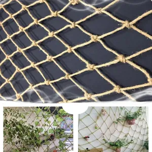Natural Jute Rope Netting for Decor and Planting，Indoor and Outdoor Use for Party Decorations, Wall Hanging, Plant Climbing(4Mx5M)