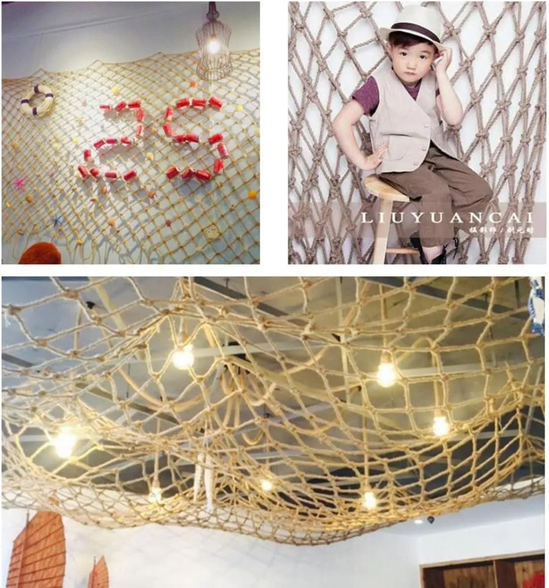 Natural Jute Rope Netting for Decor and Planting，Indoor and Outdoor Use for Party Decorations, Wall Hanging, Plant Climbing(5Mx6M)