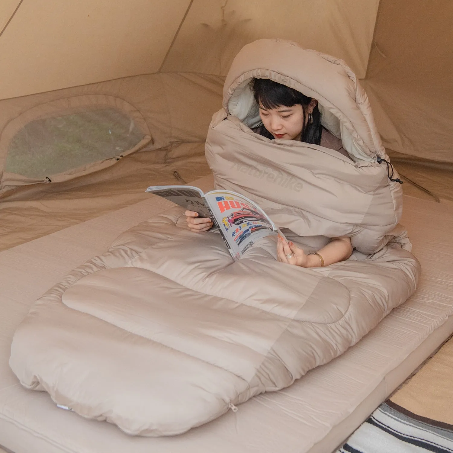 Naturehike Cotton Autumn Winter Sleeping Bag Wearable Style Tent Sleeping Bag with Quilt Camping Hat