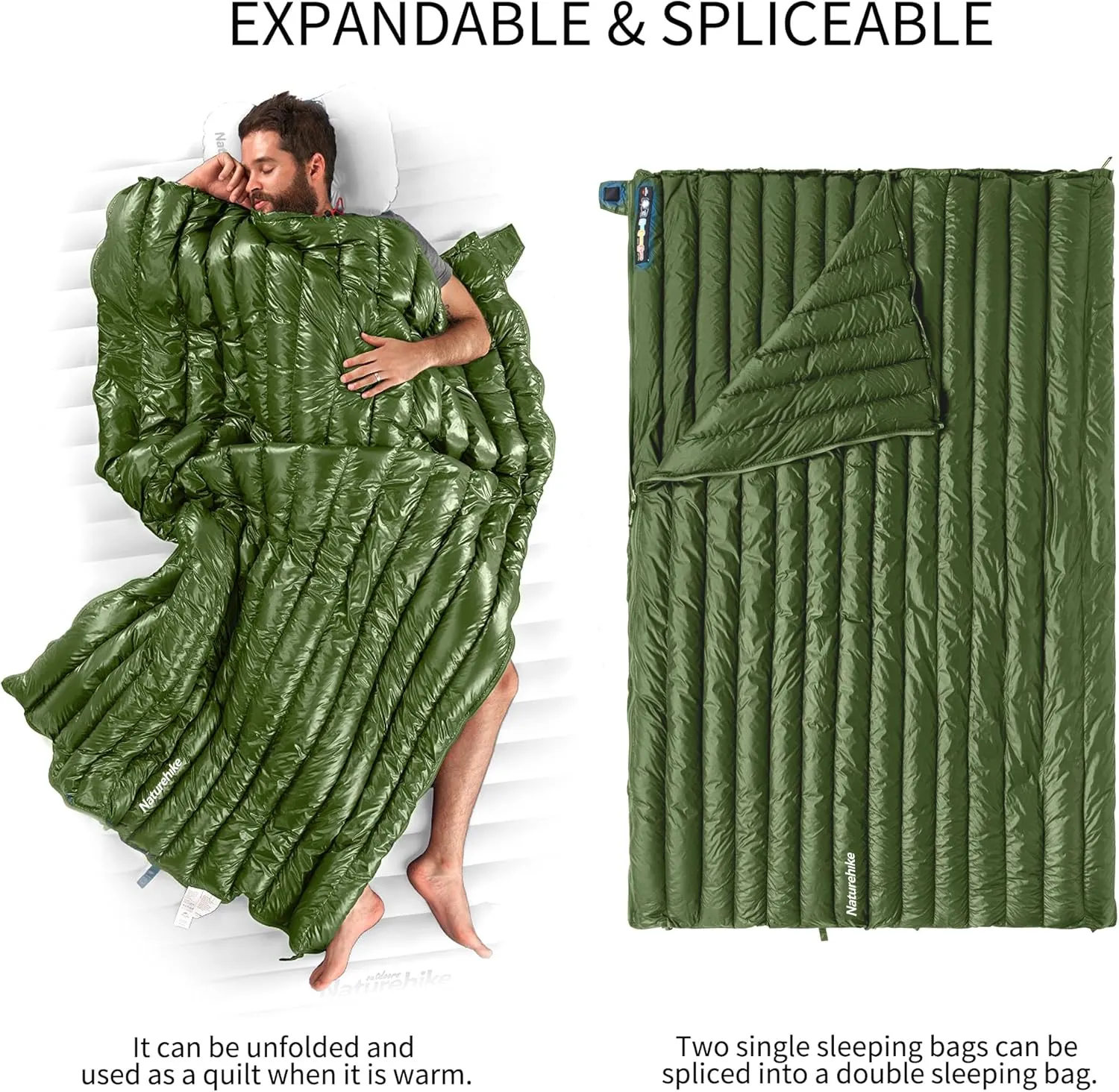 Naturehike Ultralight Backpacking Down Sleeping Bag for Adults, 650 Fill Power Sleeping Bag for 42/52℉, 20oz Compact Lightweight Sleeping Bags for Hiking Camping 3 Seasons