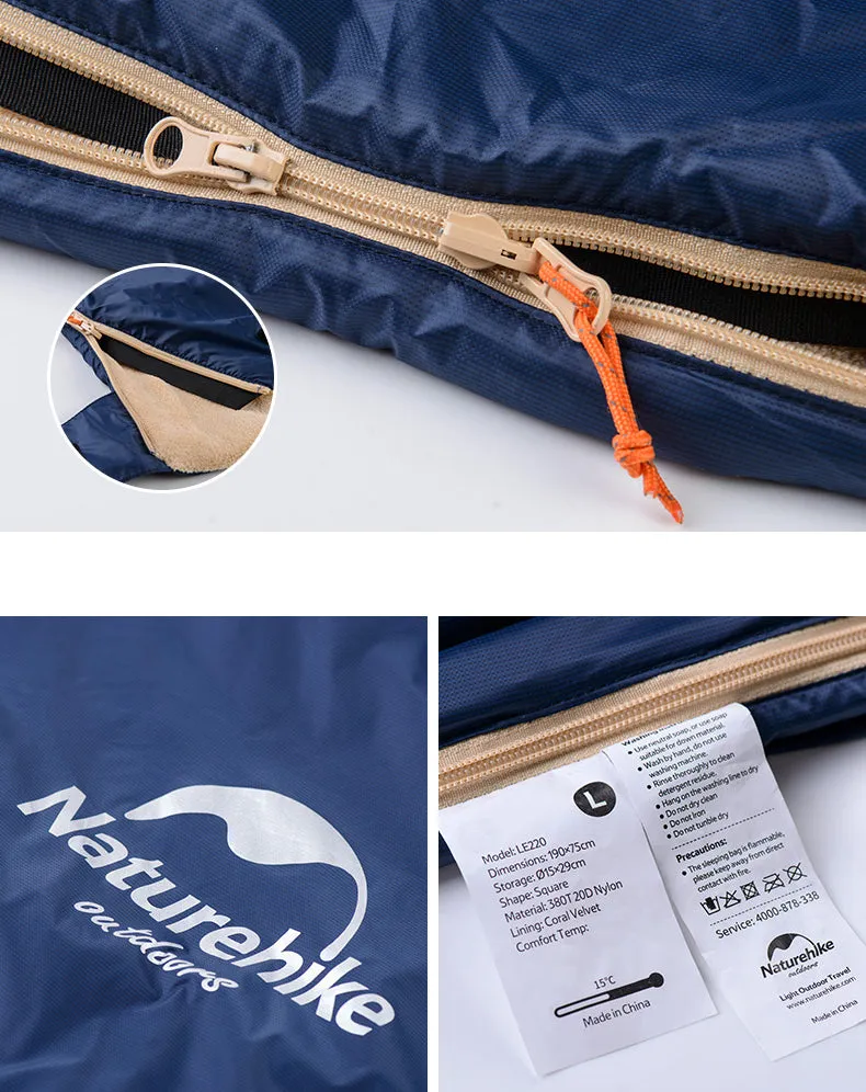 Naturehike Ultralight Envelope Coral Velvet Sleeping Bag
