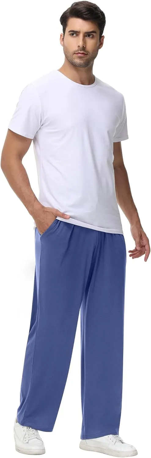 Neer 3 Pack Men's Yoga Sweatpants, Athletic Lounge Drawstring Pants Open Bottom Casual Loose Workout Jogger Pant with Pockets