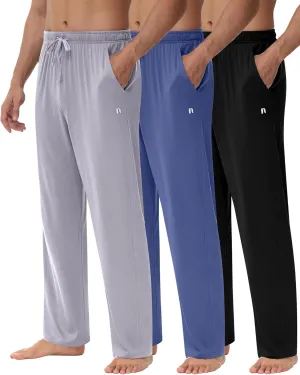 Neer 3 Pack Men's Yoga Sweatpants, Athletic Lounge Drawstring Pants Open Bottom Casual Loose Workout Jogger Pant with Pockets