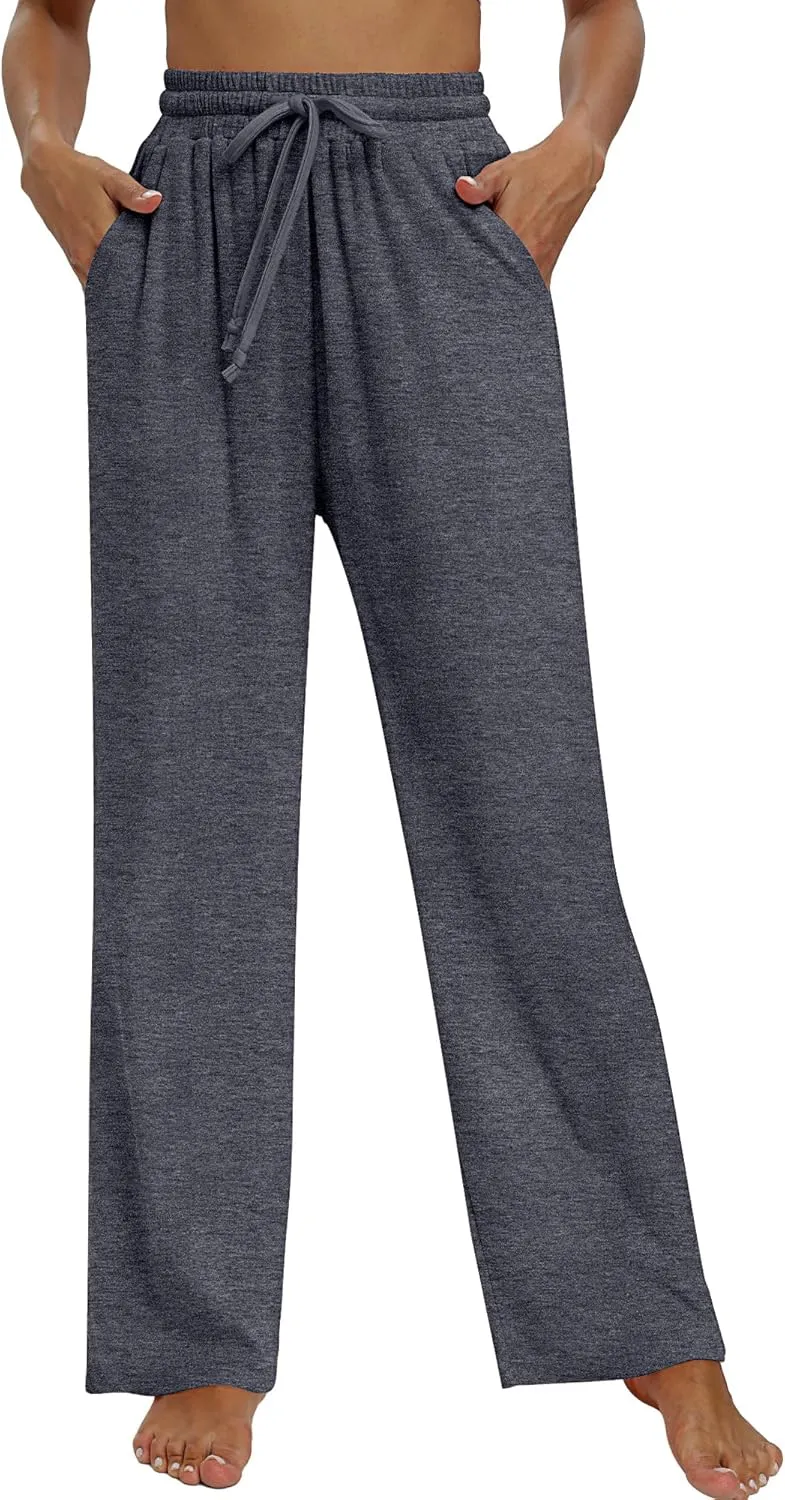 Neer 3 Pack Women's Baggy Sweatpants with Pockets, Wide Leg Yoga Pants Cozy Thick Lounge Pants Drawstring Casual Loose Jogger