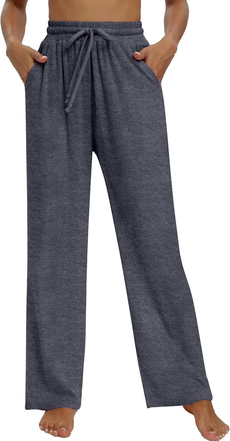 Neer 3 Pack Women's Baggy Sweatpants with Pockets, Wide Leg Yoga Pants Cozy Thick Lounge Pants Drawstring Casual Loose Jogger
