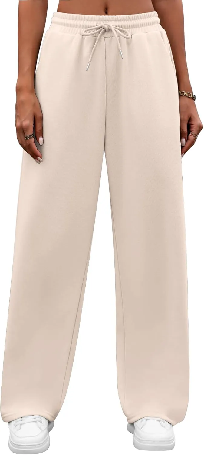 Neer 3 Pack Women's Yoga Pants with Pockets, High Waisted Cozy Lounge Pants Drawstring Sweatpants Loose Wide Leg Jogger