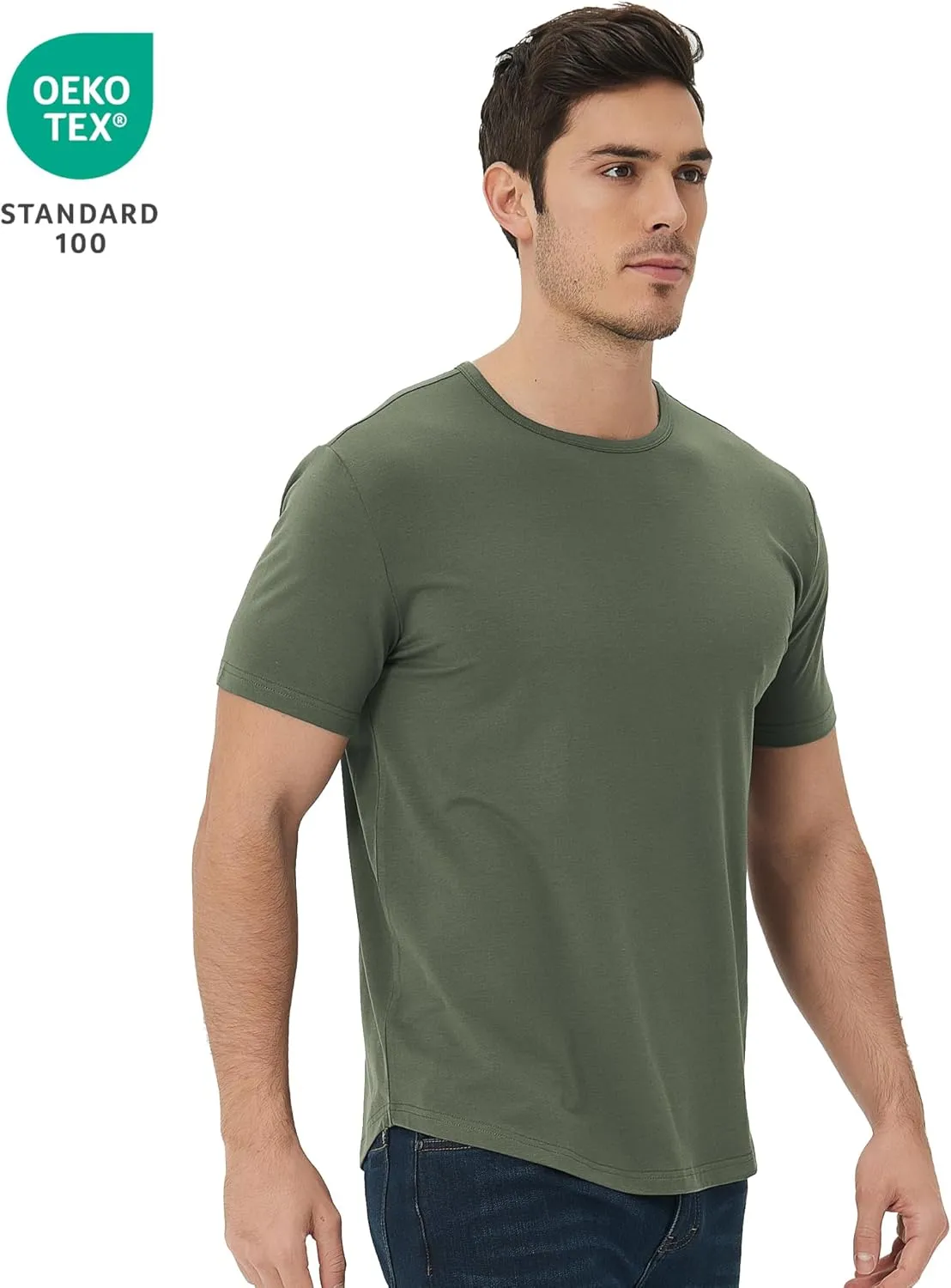 netdraw Men's Ultra Soft Bamboo Viscose T-Shirt Curve Hem Lightweight Cooling Short/Long Sleeve Casual Basic Tee Shirt