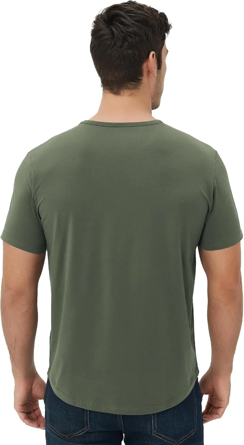 netdraw Men's Ultra Soft Bamboo Viscose T-Shirt Curve Hem Lightweight Cooling Short/Long Sleeve Casual Basic Tee Shirt