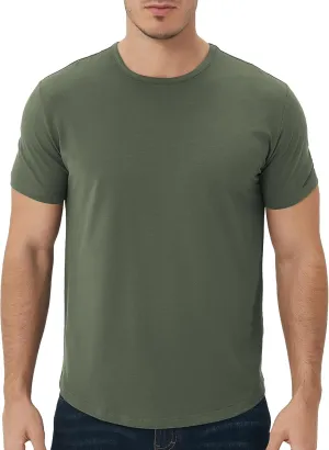netdraw Men's Ultra Soft Bamboo Viscose T-Shirt Curve Hem Lightweight Cooling Short/Long Sleeve Casual Basic Tee Shirt