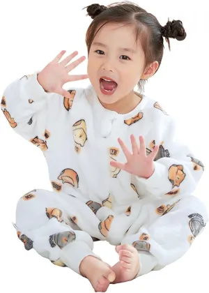 New Children's Fuzzy Fleece Sleeping Bag Baby Spring And Autumn Winter Jumpsuit Pajamas Baby Split Leg Joys Girl