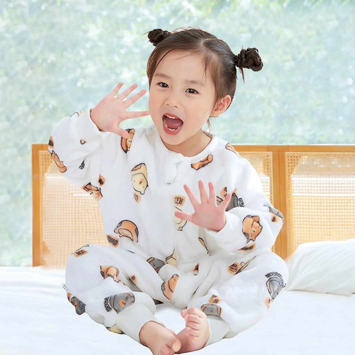 New Children's Fuzzy Fleece Sleeping Bag Baby Spring And Autumn Winter Jumpsuit Pajamas Baby Split Leg Joys Girl