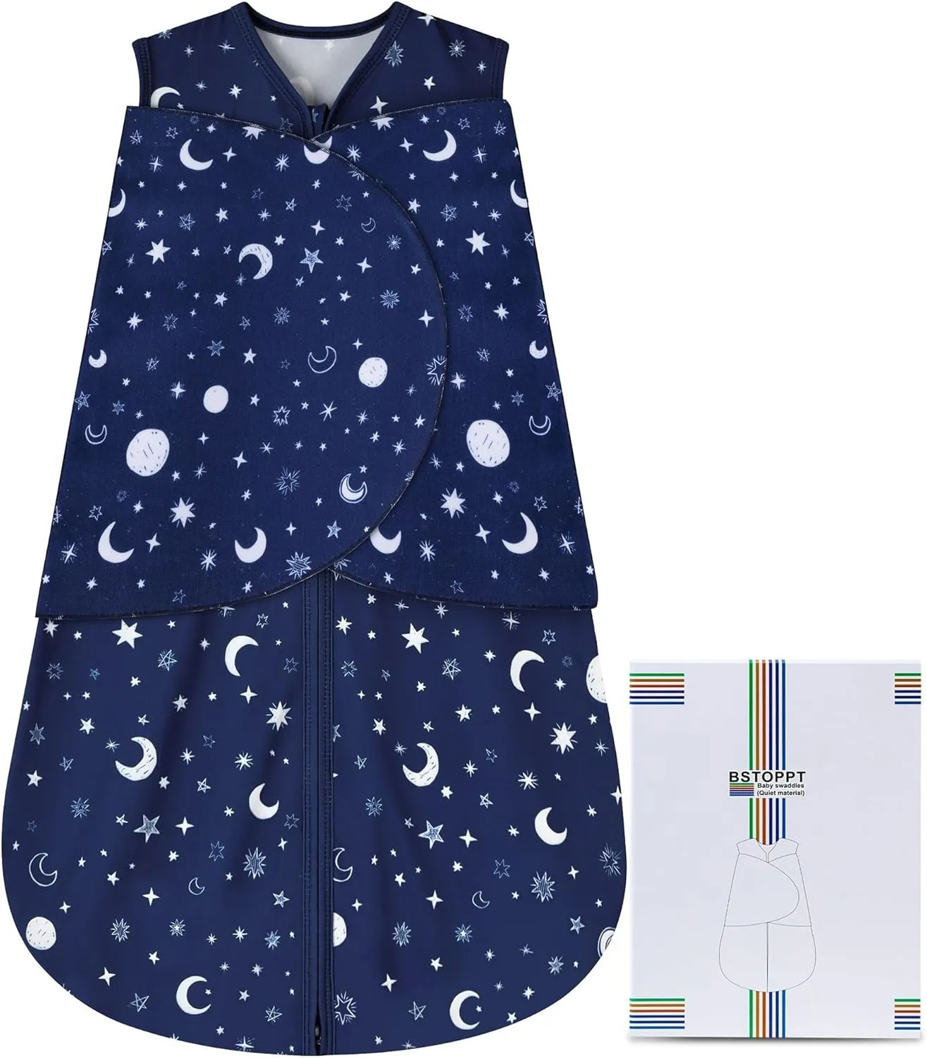 Newborn Sleep Sack Baby Swaddle,Swaddle me 0-3 Month,3-Way Adjustable Wearable Blanket,100% Rayon Cotton Swaddling Sleeping Bag，TOG 0.5 (Starry Sky, 0-3 Months)