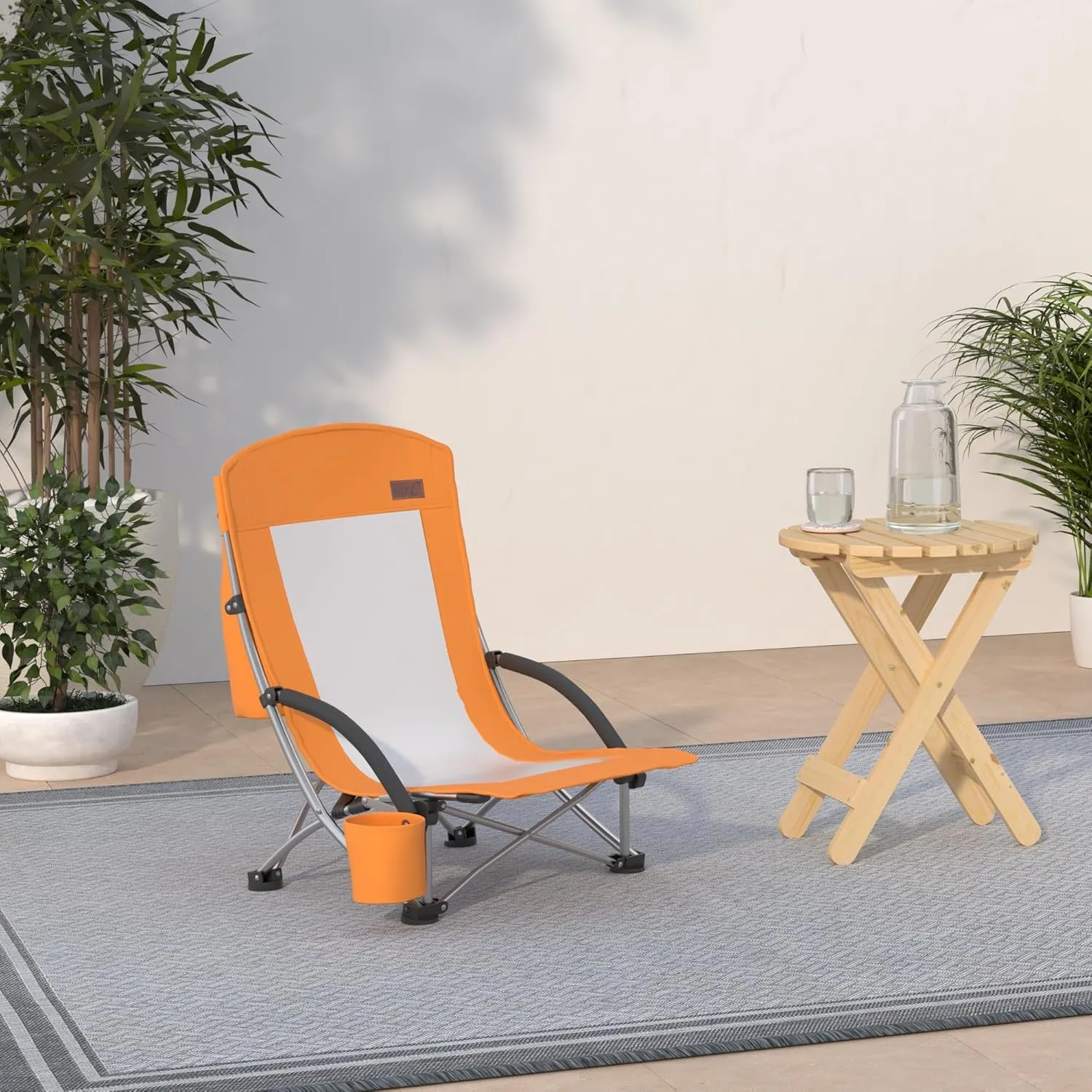Nice C Beach Chair, Beach Chairs for Adults w/Cooler Compact High Back, Cup Holder & Carry Bag & Heavy Duty Outdoor, Camping, BBQ, Beach, Travel, Picnic, Festival (One Orange)