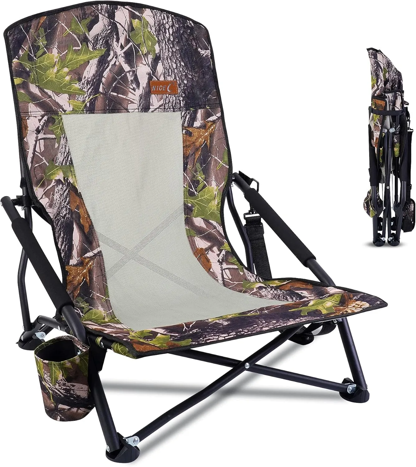 Nice C Hunting Chair, Camping Chair, Turkey Hunting Chair, Turkey Seats for Hunting, Folding Backpacking Chair with Cup Holder & Carry Strap Compact & Heavy Duty, Travel, Picnic