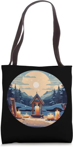 Nice Winter Landform with Snow and Candles Costume Tote Bag