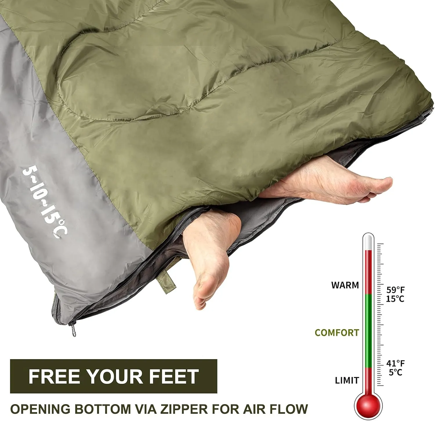 Night Cat Camping Sleeping Bag for Adults Portable Lightweight Backpacking Hiking Traveling Indoor Outdoor Temperature 5-15℃ Switch to a Quilt or Blanket