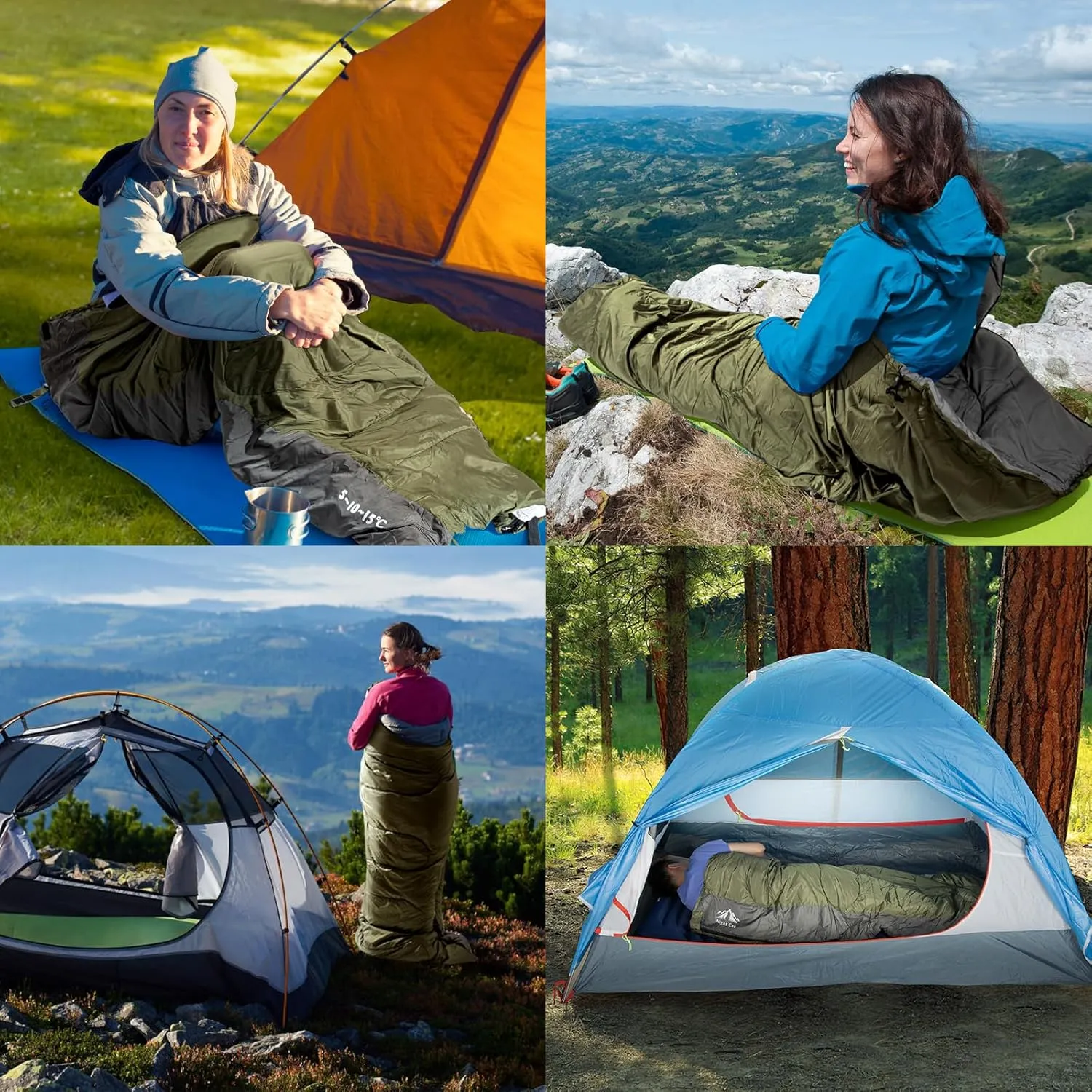Night Cat Camping Sleeping Bag for Adults Portable Lightweight Backpacking Hiking Traveling Indoor Outdoor Temperature 5-15℃ Switch to a Quilt or Blanket