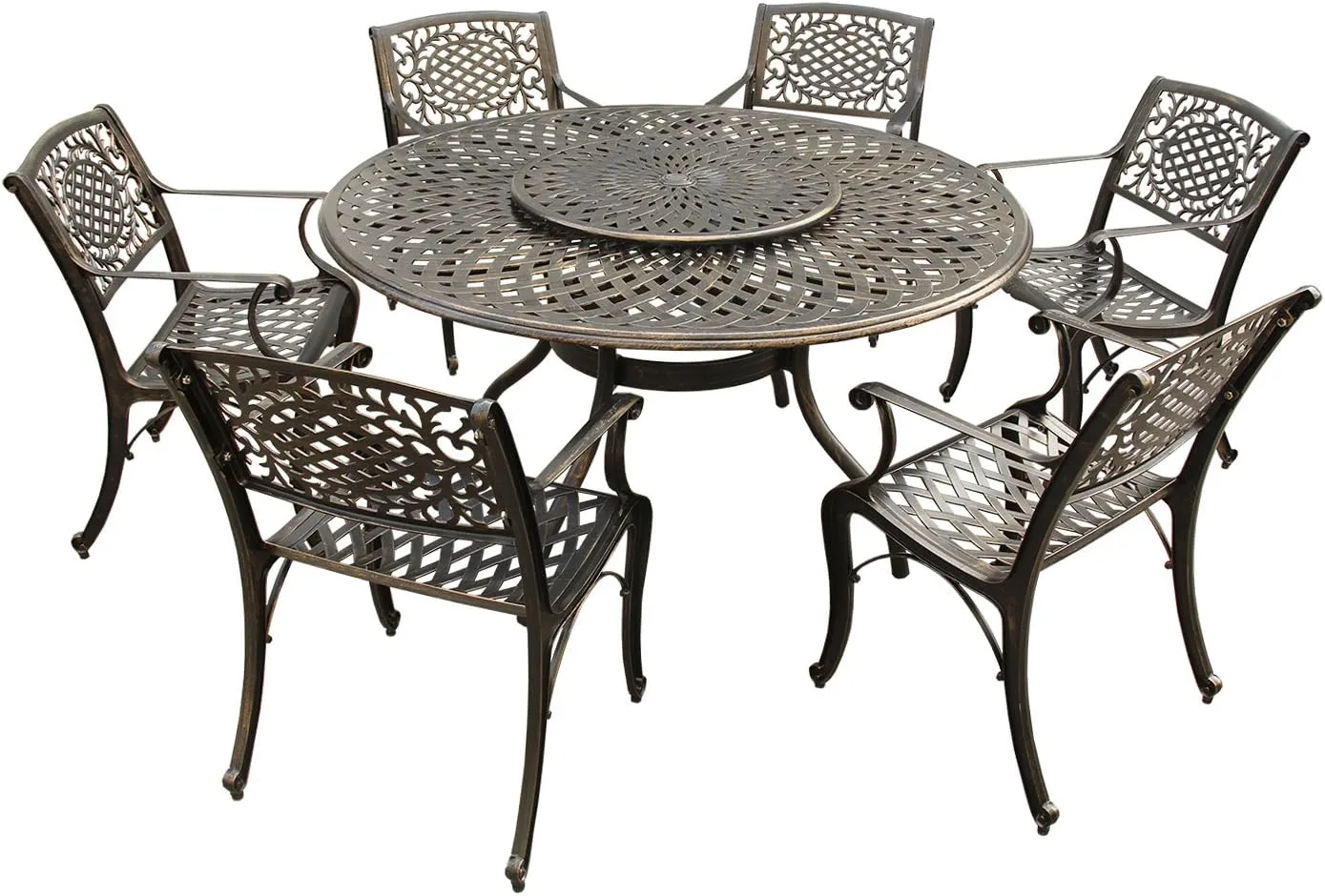 Oakland Living AZ1022-2777(6)-BZ Outdoor Aluminum Dining Set, Bronze