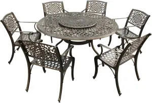 Oakland Living AZ1022-2777(6)-BZ Outdoor Aluminum Dining Set, Bronze