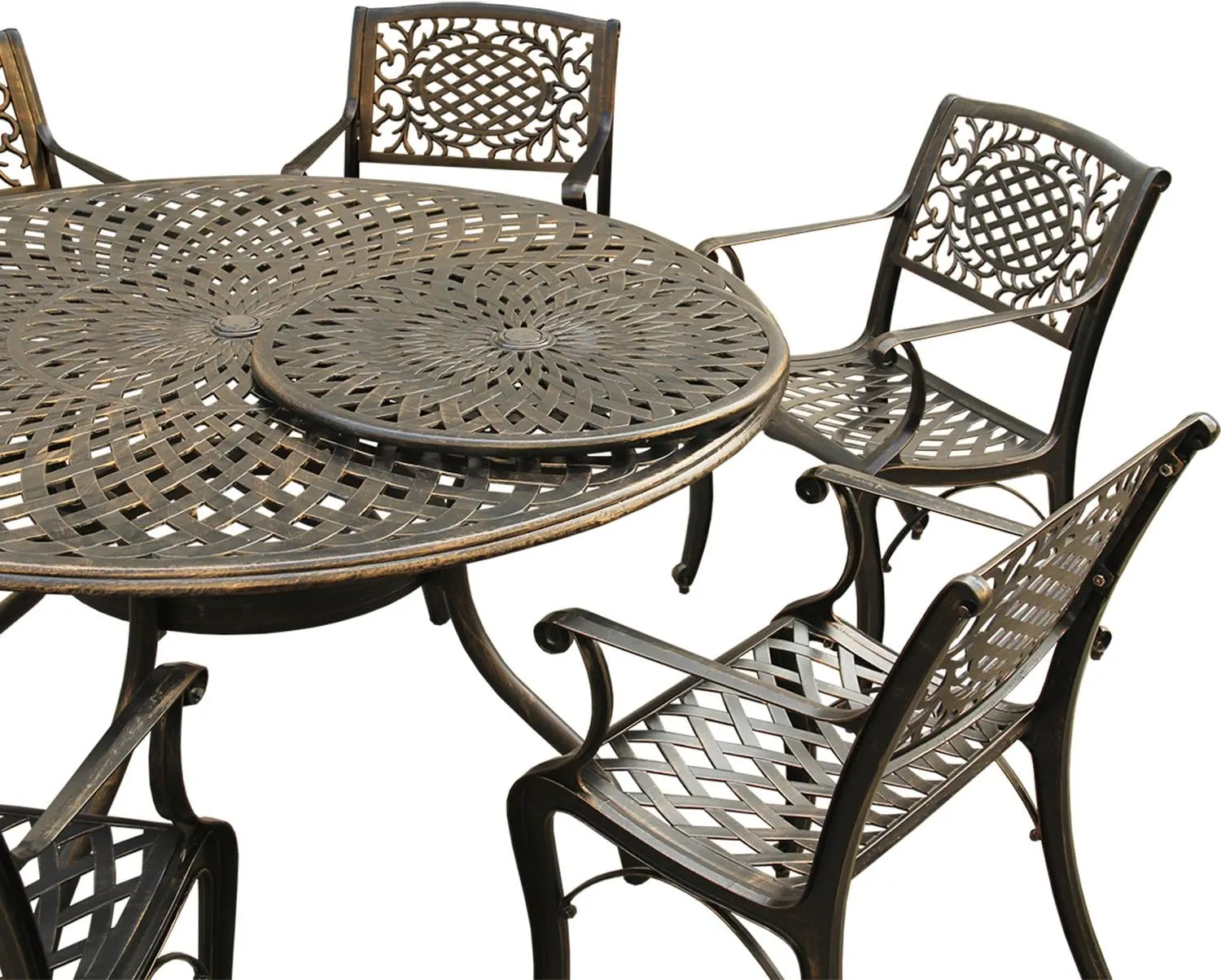 Oakland Living AZ1022-2777(6)-BZ Outdoor Aluminum Dining Set, Bronze