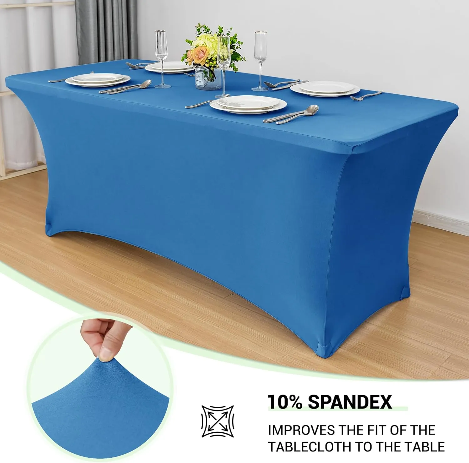 Obstal 6ft Stretch Spandex Table Cover for Standard Folding Tables - 2 Pack Universal Rectangular Fitted Tablecloth Protector for Wedding, Banquet and Party,72L x 30W x 30H Inches, Aqua, 2pc