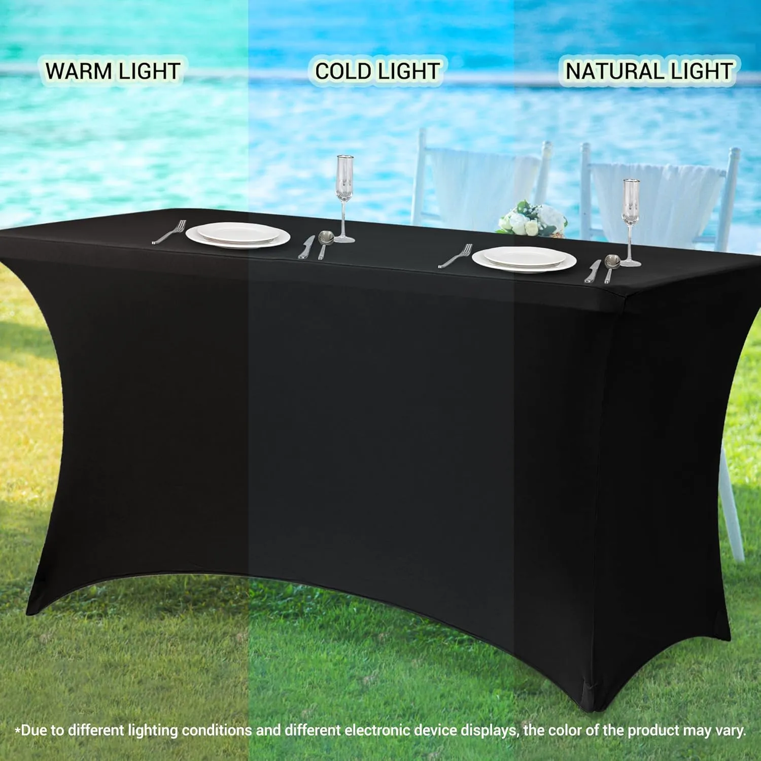 Obstal 6ft Stretch Spandex Table Cover for Standard Folding Tables - Universal Rectangular Fitted Tablecloth Protector for Wedding, Banquet and Party, 72L x 30W x 30H Inches, Dark Pink, 2pc