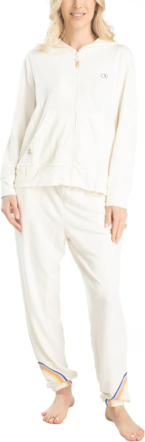 Ocean Pacific Daybreakers Women's Loungewear - Long Sleeve Zipper Hoodie and Joggers, Soft 2 Piece Sweatsuit