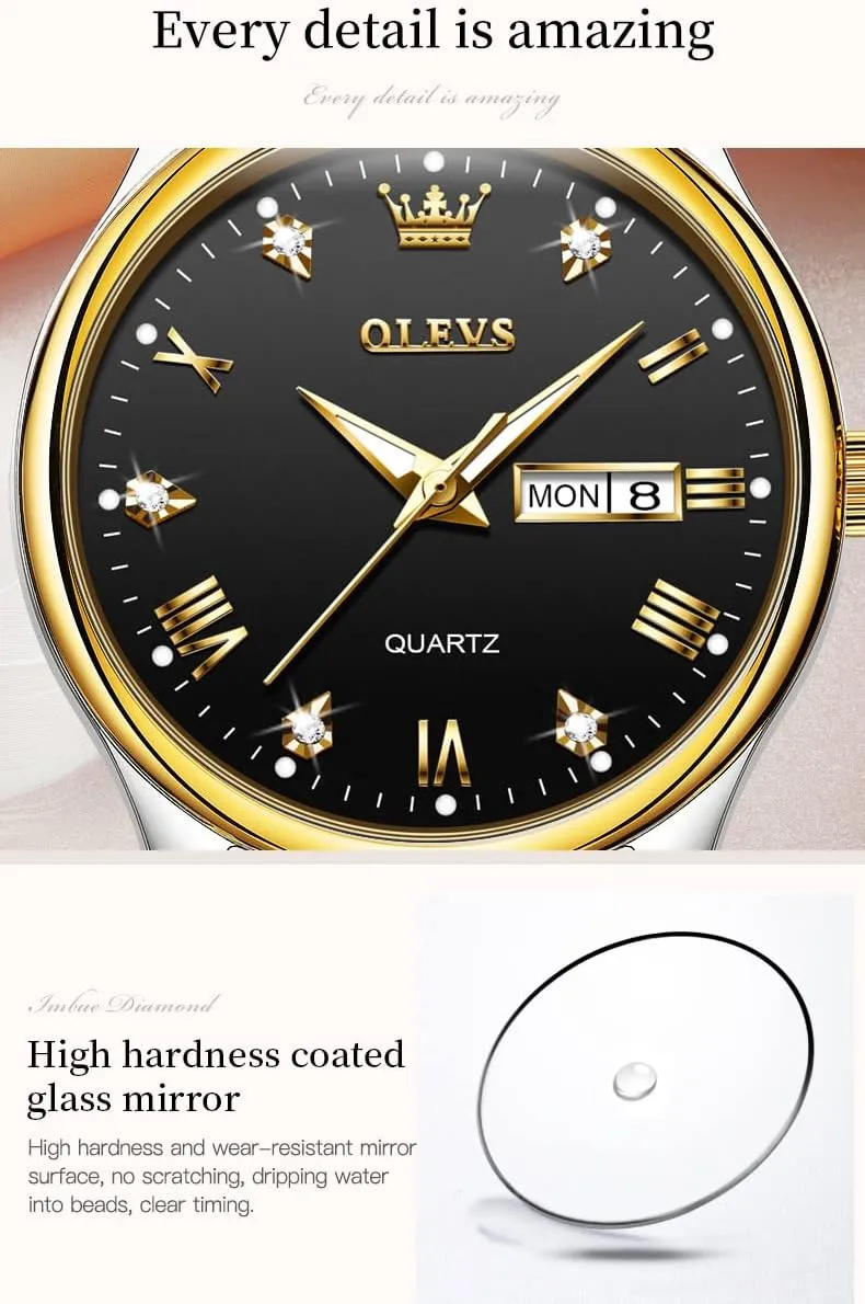 OLEVS Women Watches Business Dress Female Ladies for Small Wrist Watch Gold Silver Tone Stainless Steel Band Analog Quartz Day Date Waterproof Lady Watches