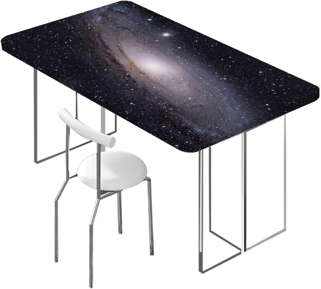 OOzie Black Beige Tablecloth Fitted Rectangle Spiral Universe in a Field of Stars Theme for Outdoor Indoor Picnic Party Rectangle Table Cloth Galaxy Fits up 5 Foot Tables