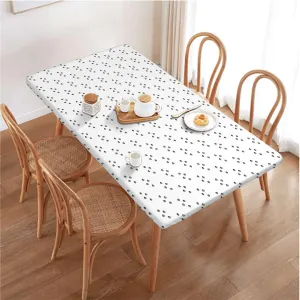 OOzie Black Grey White Rectangular Table Covers, Animal Foot Prints Traces Elastic Tablecloth for Rectangle Table for Outdoor Picnics Dining Holiday Animal Fits up 5 Foot Tables