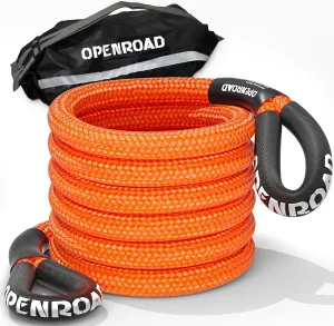 OPENROAD Kinetic Recovery Rope, 36000 Lbs (1in x 30ft Orange) Tow Rope Extreme Duty 35% Elasticity Energy Offroad Snatch Strap, Vehicle Recovery Kit for Jeep Car ATV UTV SUV Truck