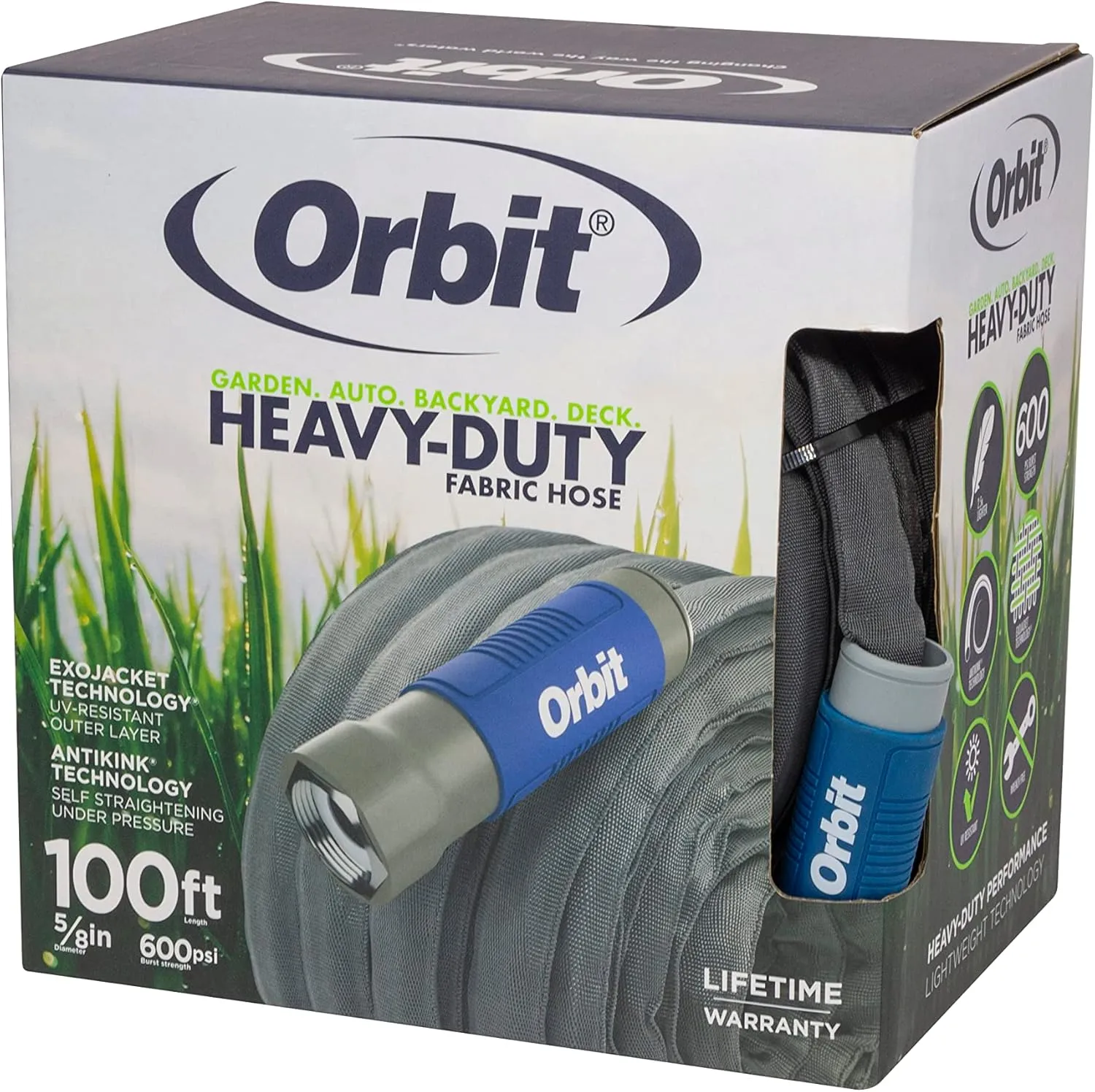 Orbit 33180 ExoJacket Heavy Duty Fabric Garden Hose, 100-Foot x 5/8-Inch