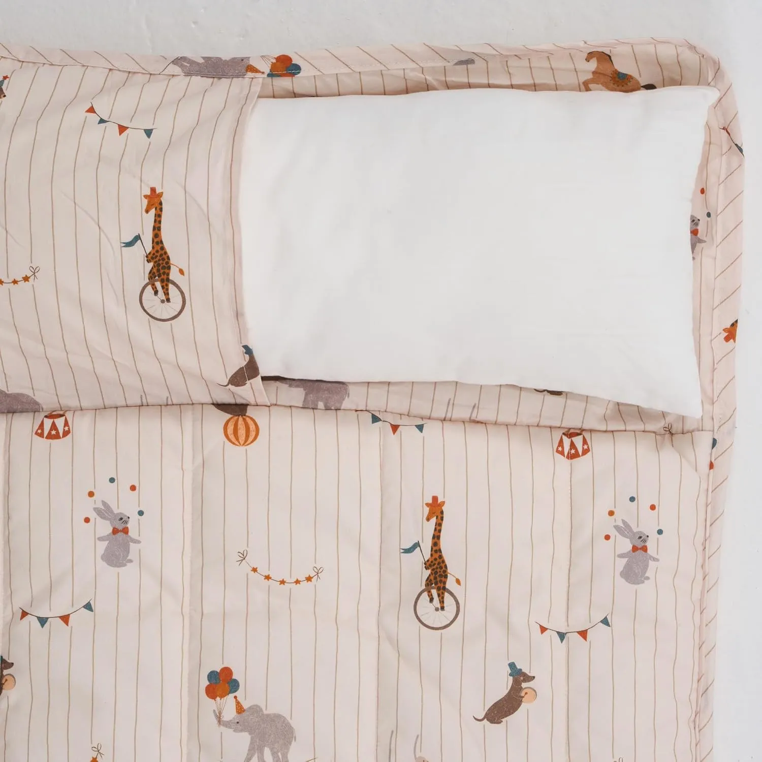 Organic Toddler Nap Mat - 100% Cotton Fabric Sleeping Mat - Sleeping Bag for Kids - Removable Pillow and Blanket – 1.5” Thick Pad - Ideal for Home, Daycare, Preschool & Sleepovers.