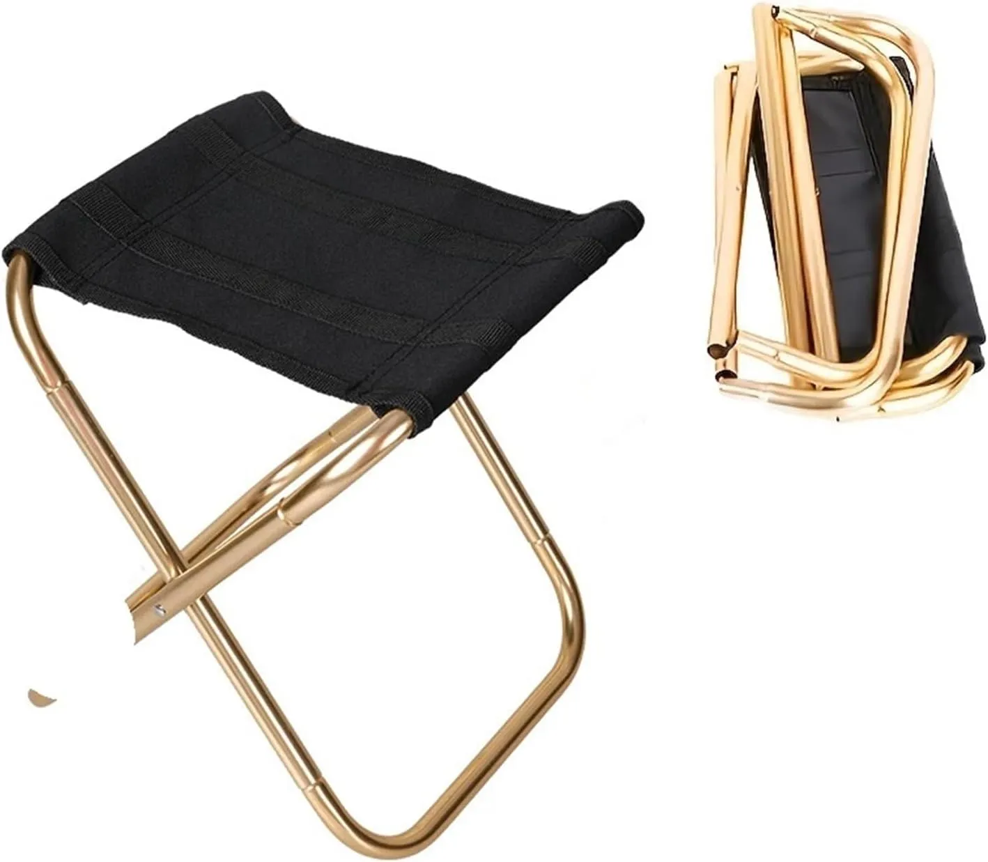 Outdoor Camping Chair Golden Aluminum Alloy Folding Chair with Bag Stool Fit for Seat Fishing Camping(Dark Gray)