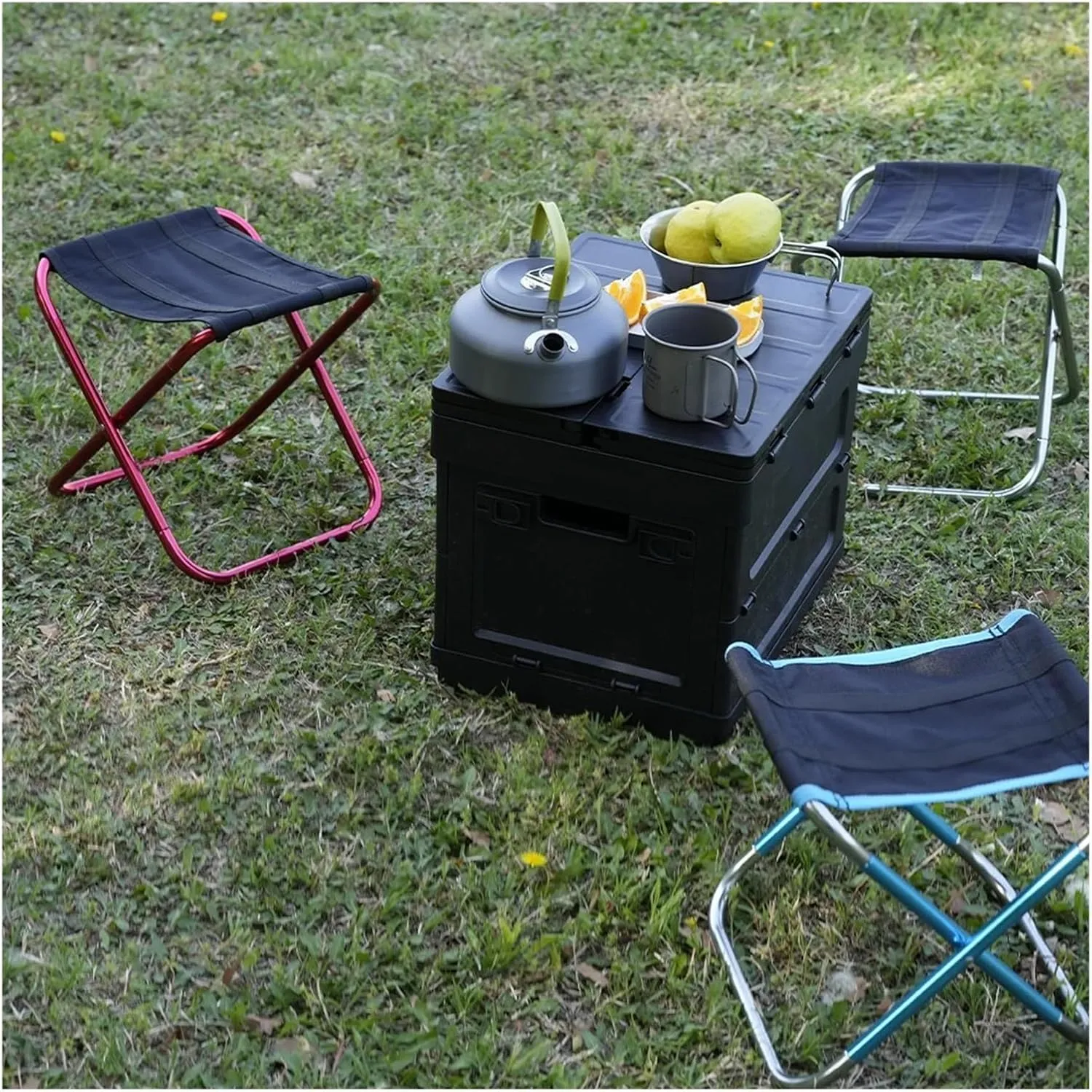 Outdoor Camping Chair Golden Aluminum Alloy Folding Chair with Bag Stool Fit for Seat Fishing Camping(Dark Gray)