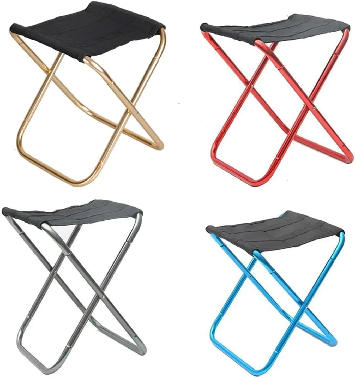 Outdoor Camping Chair Golden Aluminum Alloy Folding Chair with Bag Stool Fit for Seat Fishing Camping(Dark Gray)