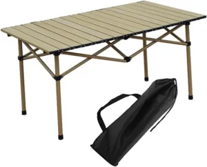 Outdoor Camping Table 2 to4 Persons Compact Stable Foldable Side Table Easy to Set up for Beach Trips Bbqs Tailgating, Beige
