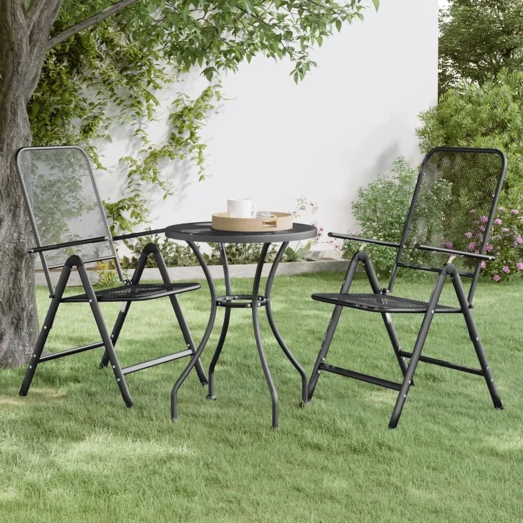 Outdoor Chair Chair Outdoor Dining Chairs Chairs for Dining tableFolding Patio Chairs 2 pcs Expanded Metal Mesh AnthraciteSuitable for Gardens, courtyards