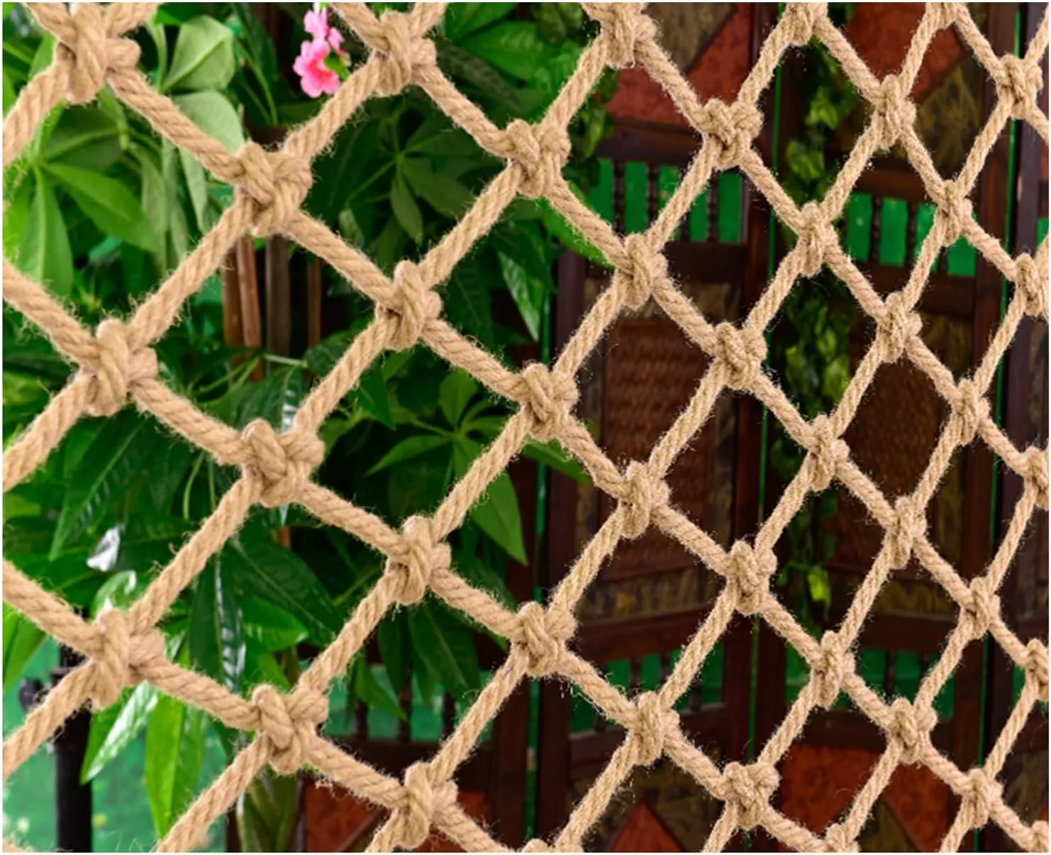 Outdoor Climbing net 4mm/8cm, Hemp Rope net Safety Plant Support net Children's Stairs Balcony Safety net Railing Garden Playground Suitable for Tree House,1MX4M(3.3X13.2FT)