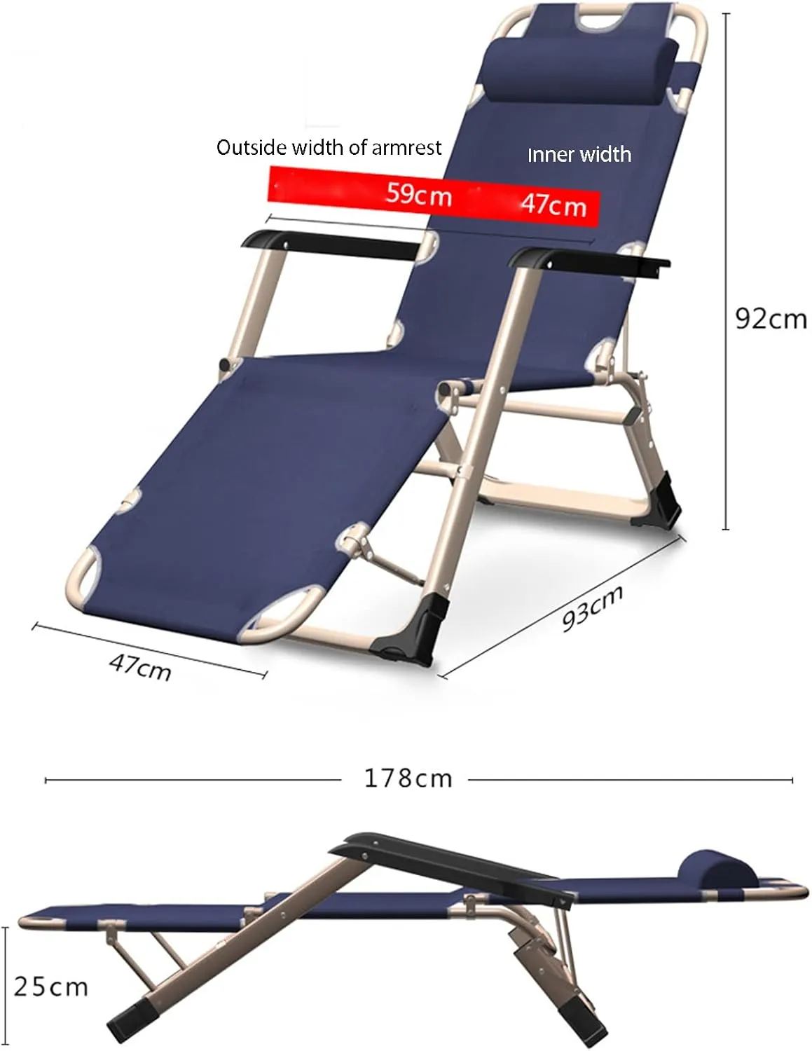 Outdoor Furniture Folding Nap Recliner Chair Winter Summer Fishing Beach Chair (B)