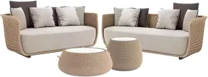 Outdoor Patio Furniture Sets, Wicker Conversation Set for Porch Deck, Weather Resistant Rattan Sofa Chair with Coffee Table(Color:Beige,Size:4 Pieces-B) (Beige 4 Pieces)